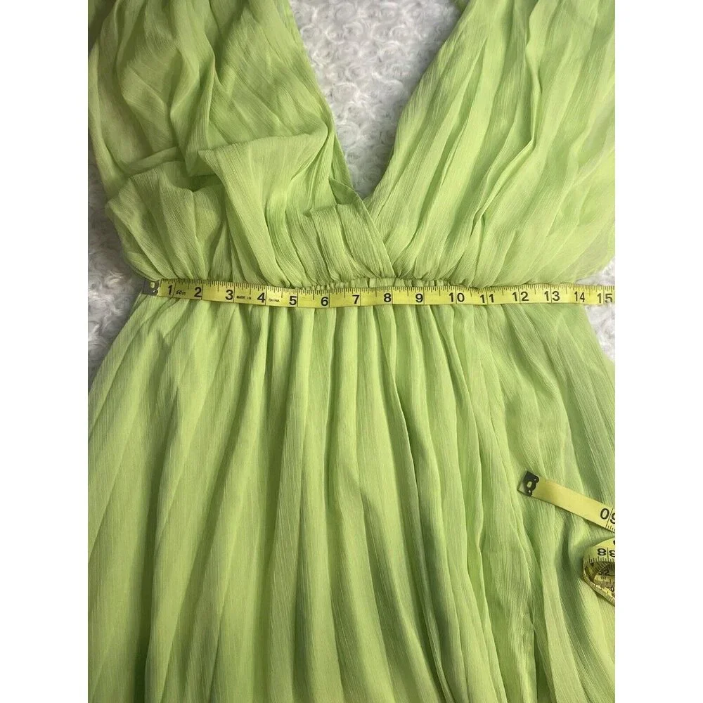 ASOS Design Gladiator Lime Green Sundress Size 4 Midi Flowing Get Noticed! - Picture 9 of 11